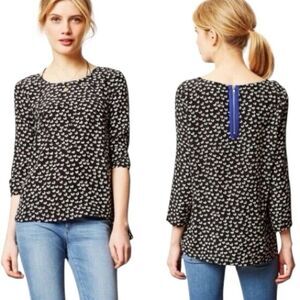 MAEVE by ANTHROPOLOGIE•Silk Linosa Heart Blouse